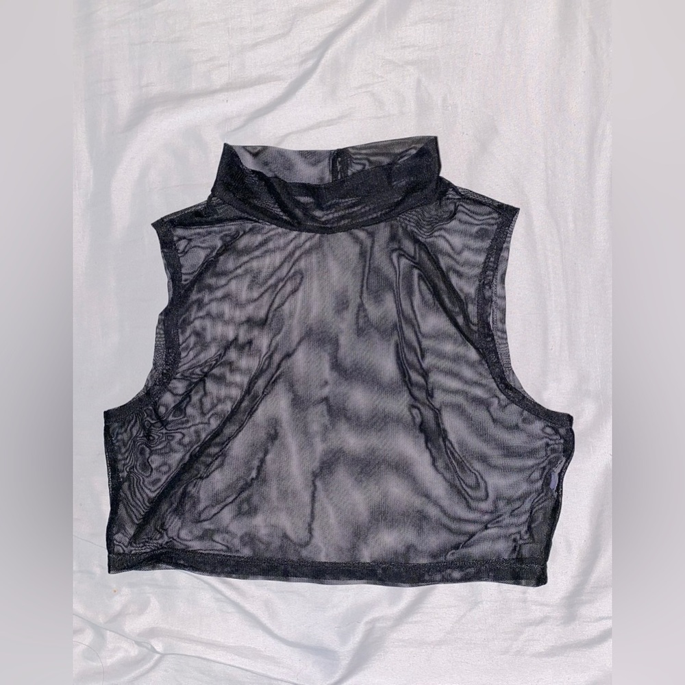 No tag Small black mesh crop top